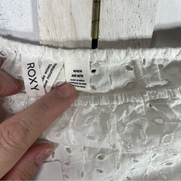 Roxy Young Women's Angels Song Romper Bright White M cottage core embroidered - Picture 6 of 12